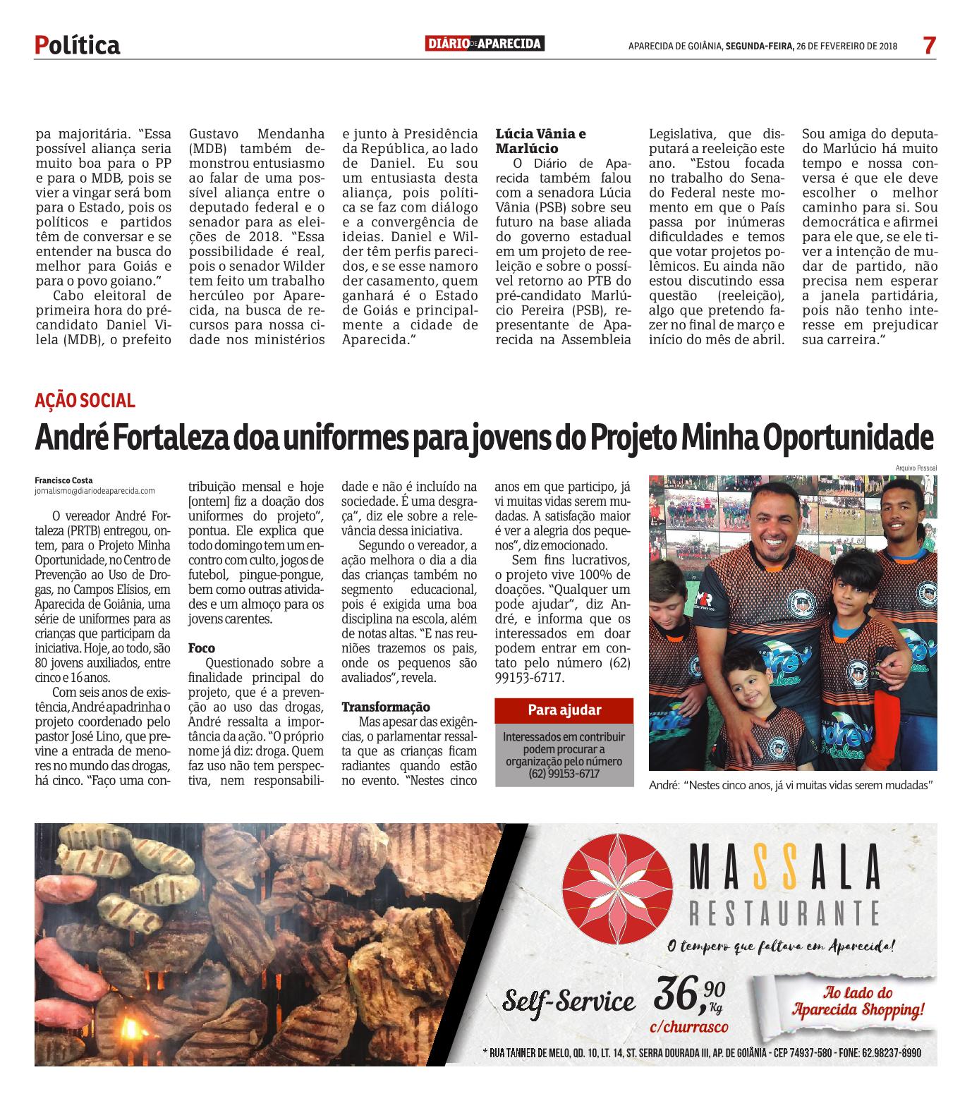 Reportagem no Jornal Diário de Aparecida